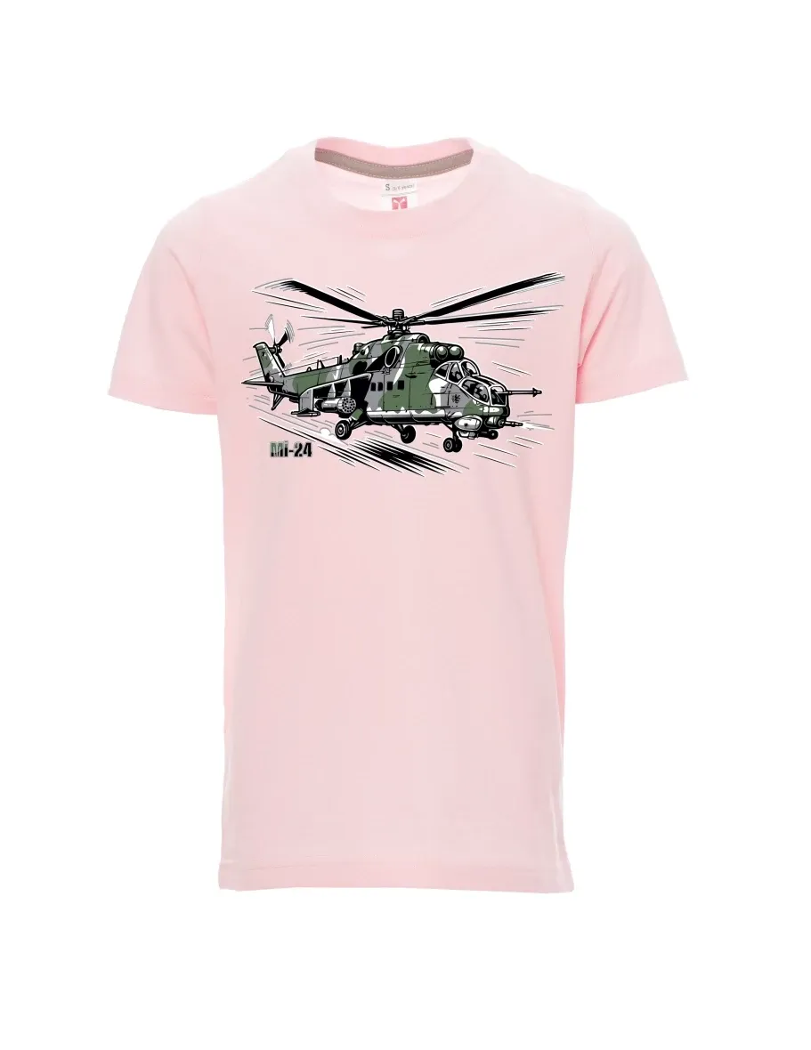 Maglia da bambino rosa chiaro Elicottero Mi-24