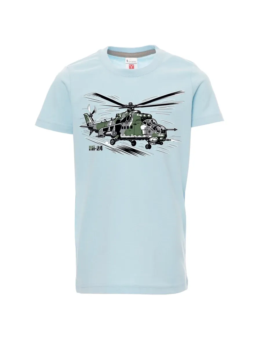 Maglia da bambino blu pallido Elicottero Mi-24