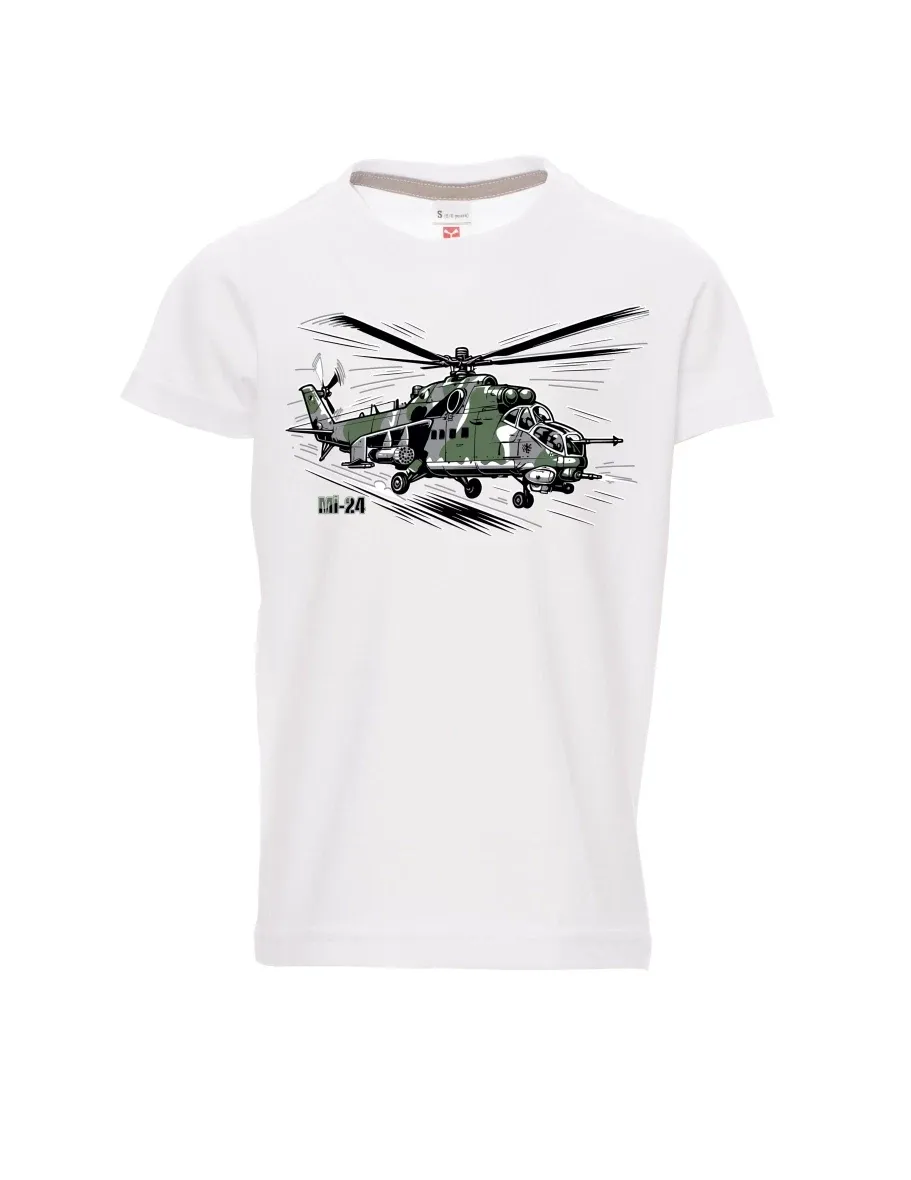 Maglia da bambino bianca Elicottero Mi-24