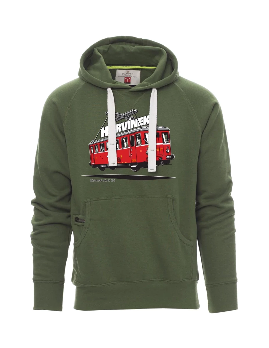 Felpa da uomo verde scuro Automotrice M 131 “Hurvínek”