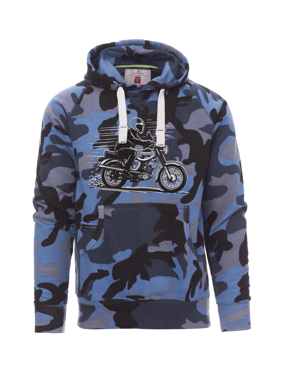 Felpa da uomo camuffare blu Moto Enduro S51