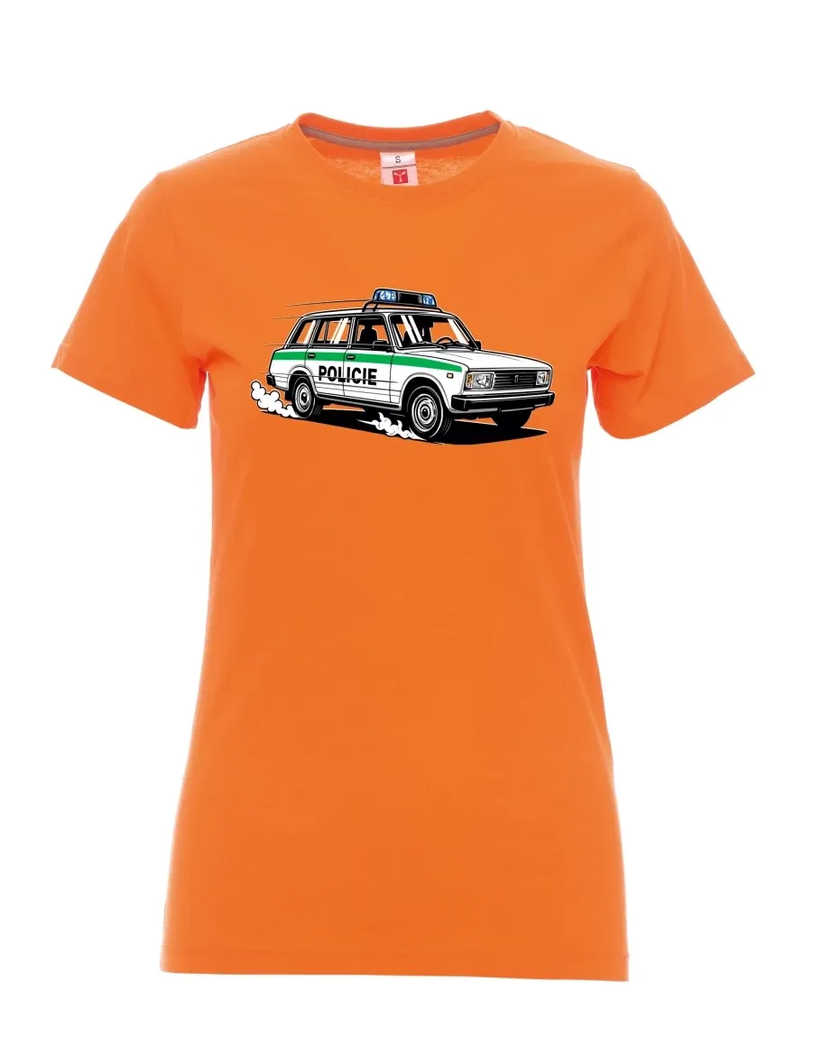 Maglia da donna arancione Automobile VAZ 2104 POLIZIA