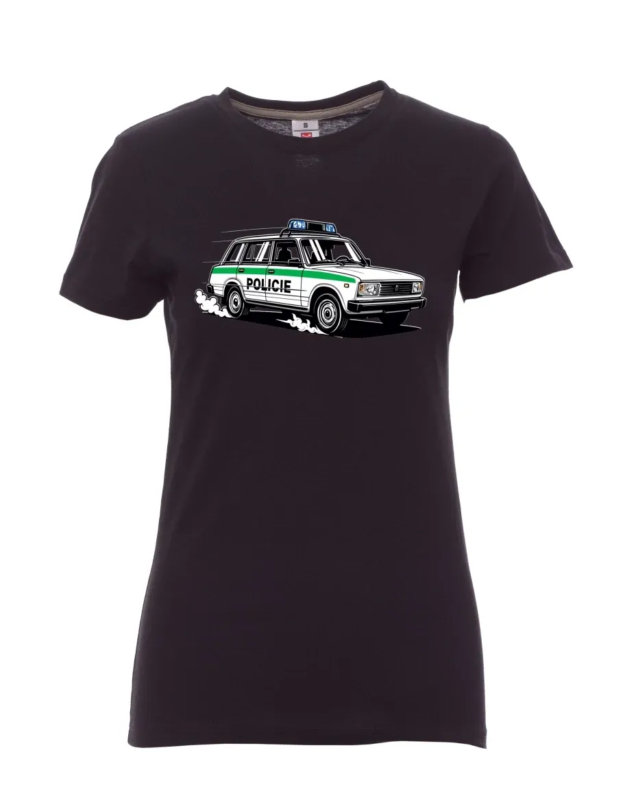 Maglia da donna nera Automobile VAZ 2104 POLIZIA