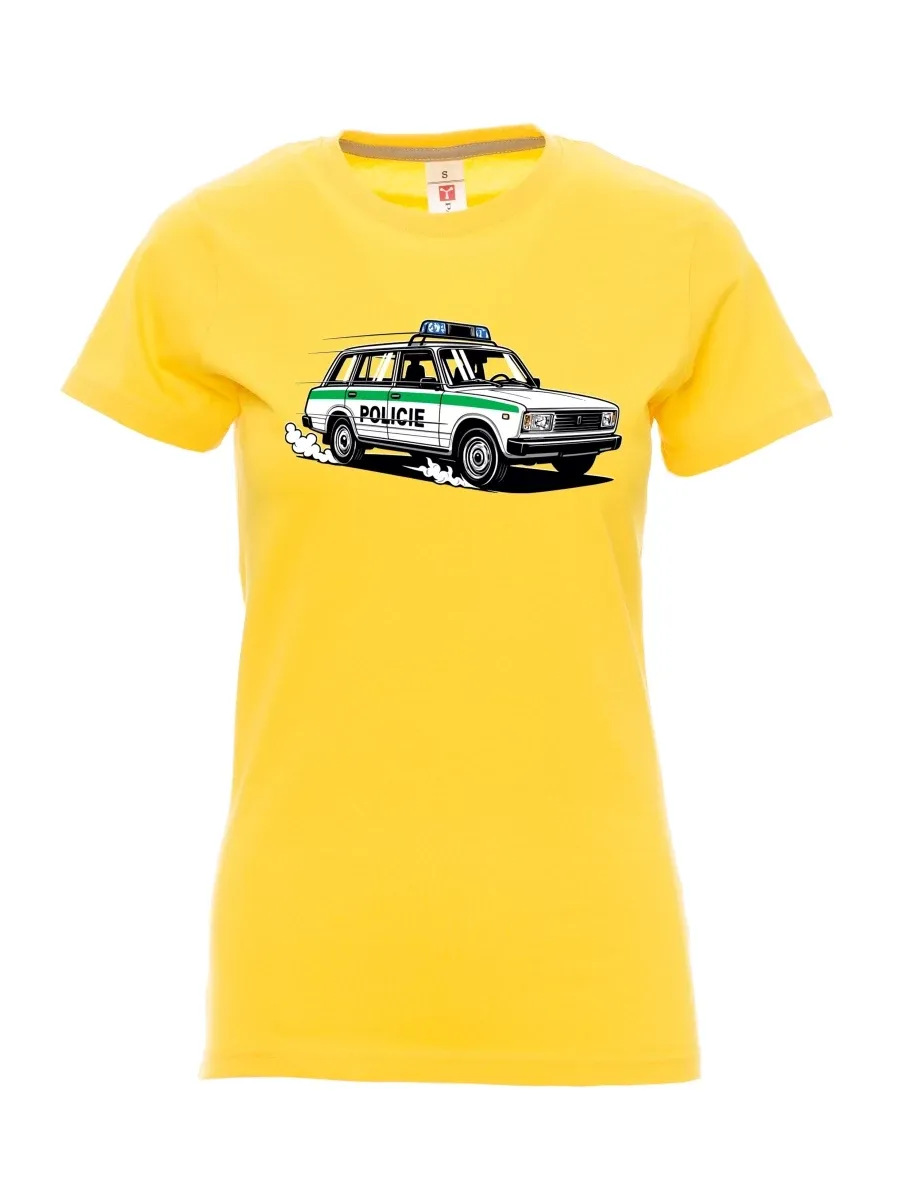 Maglia da donna gialla Automobile VAZ 2104 POLIZIA