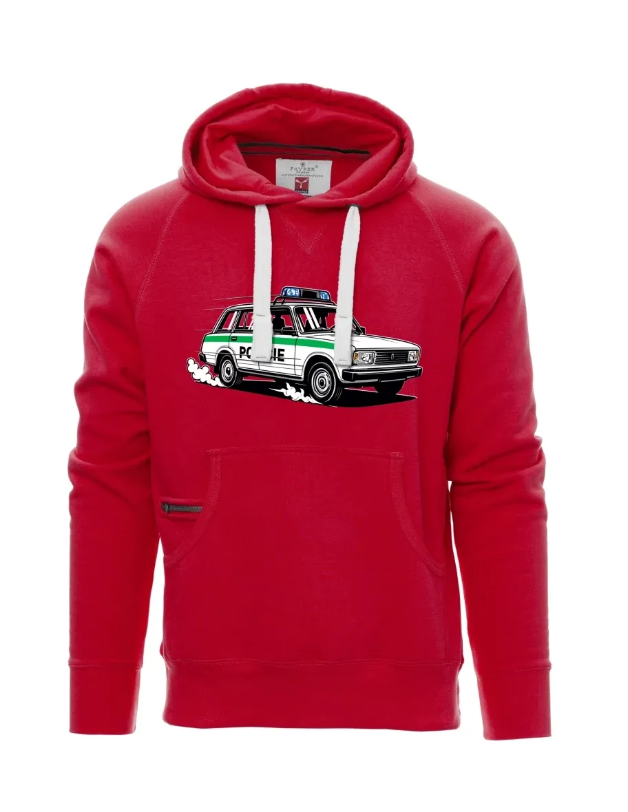 Felpa da uomo rossa Automobile VAZ 2104 POLIZIA