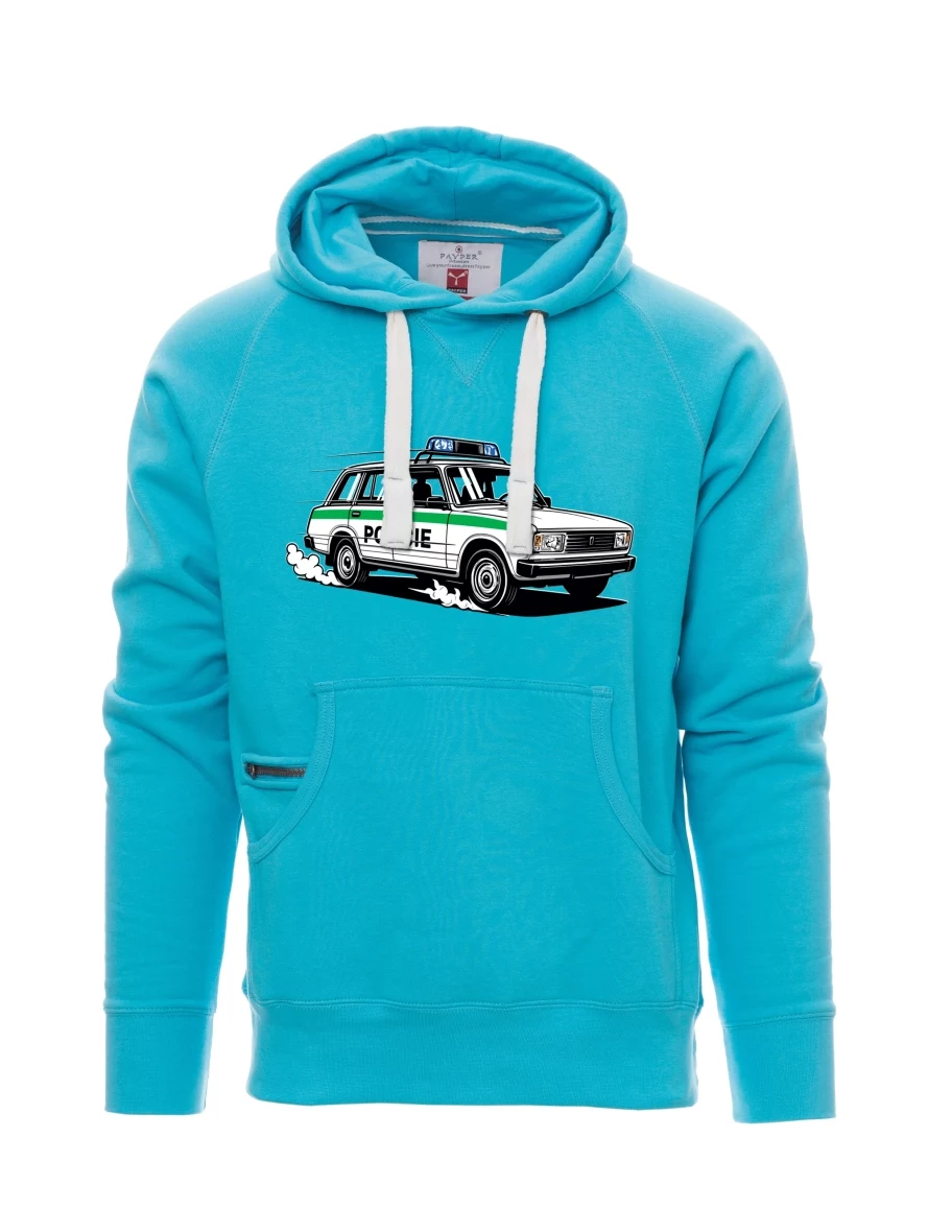 Felpa da uomo blu chiaro Automobile VAZ 2104 POLIZIA