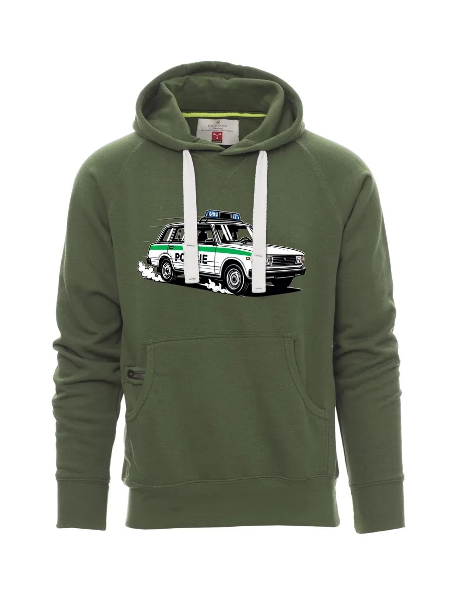 Felpa da uomo verde scuro Automobile VAZ 2104 POLIZIA