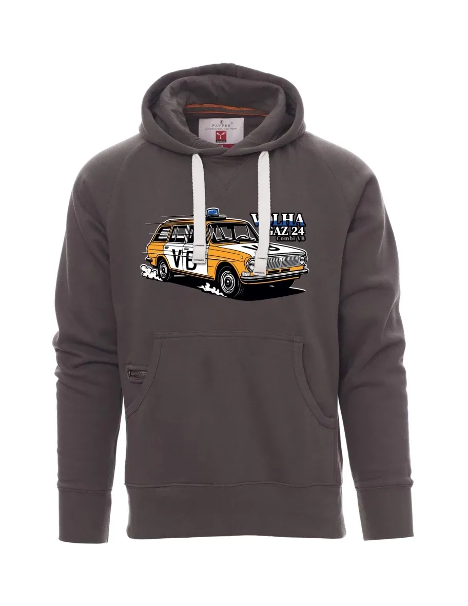 Felpa da uomo grigia Automobile Volga GAZ 24 VB