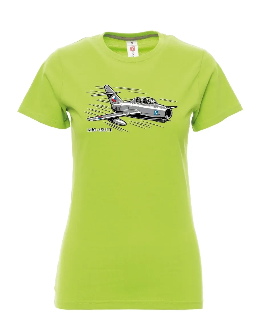 Maglia da donna colore lime Aereo MiG-15UTI