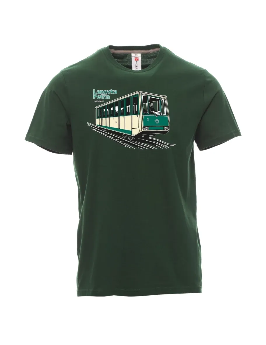 Maglia da uomo verde scuro Funicolare Petřín