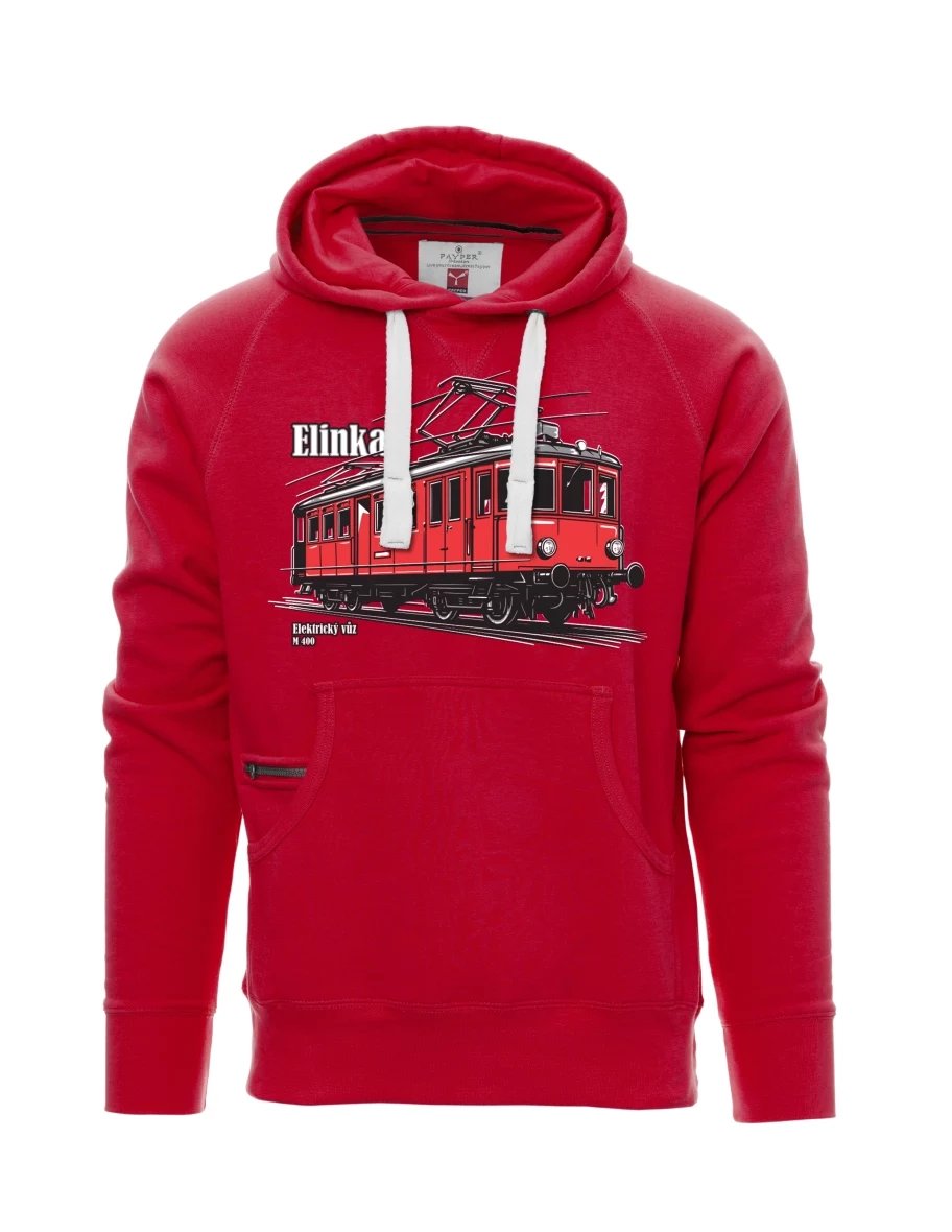 Felpa da uomo rossa Automotrice elettrica M 400 “Elinka”