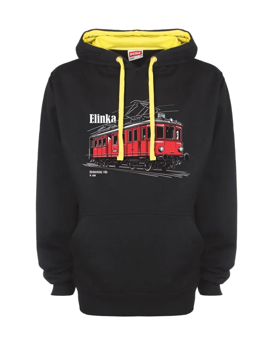 Felpa giallo-nera con Automotrice elettrica M 400 “Elinka”