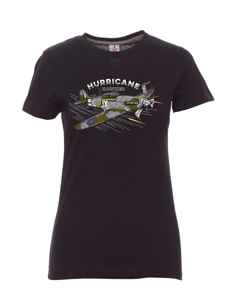 Maglia da donna nera Aereo Hurricane Hawker