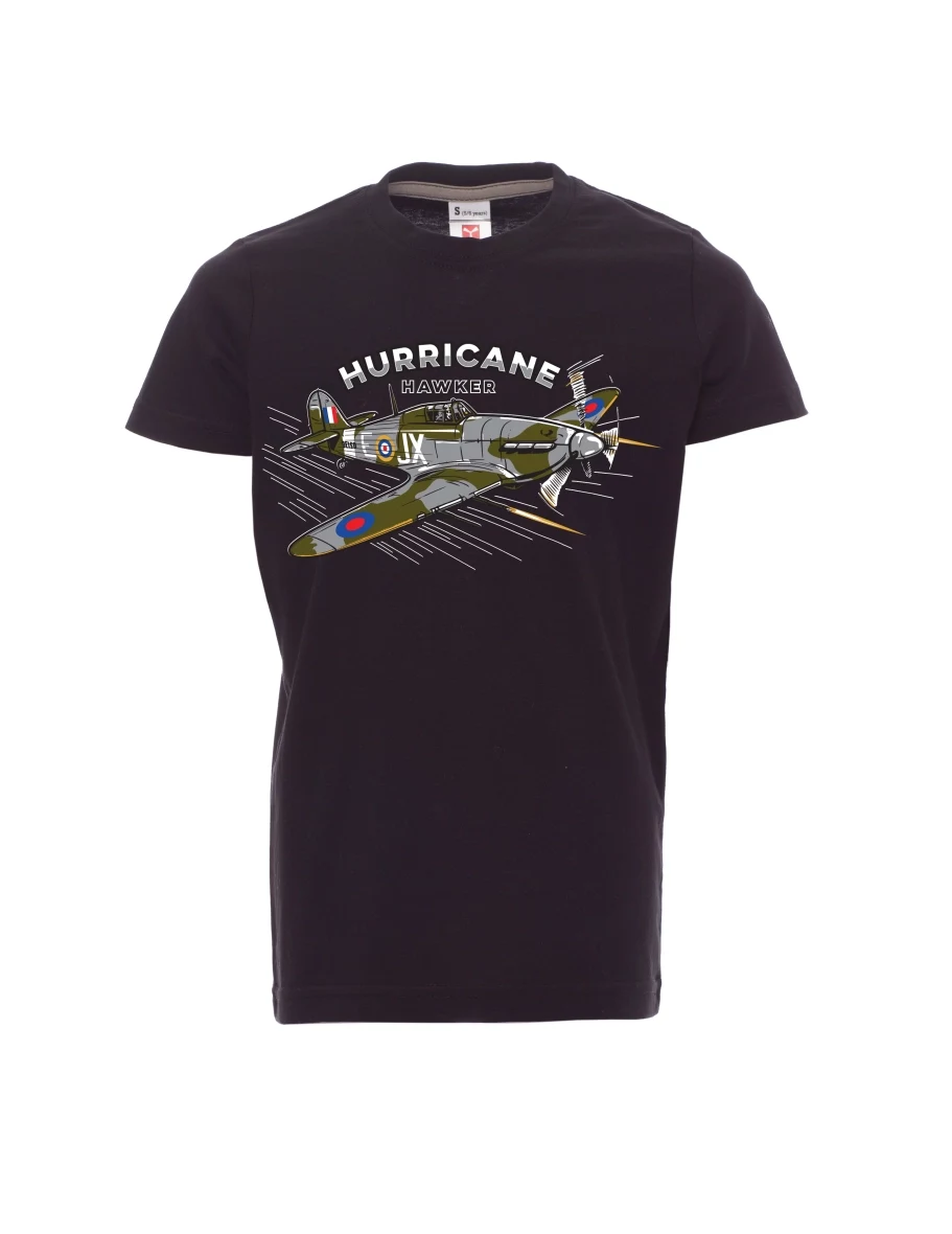 Maglia da bambino nera Aereo Hurricane Hawker