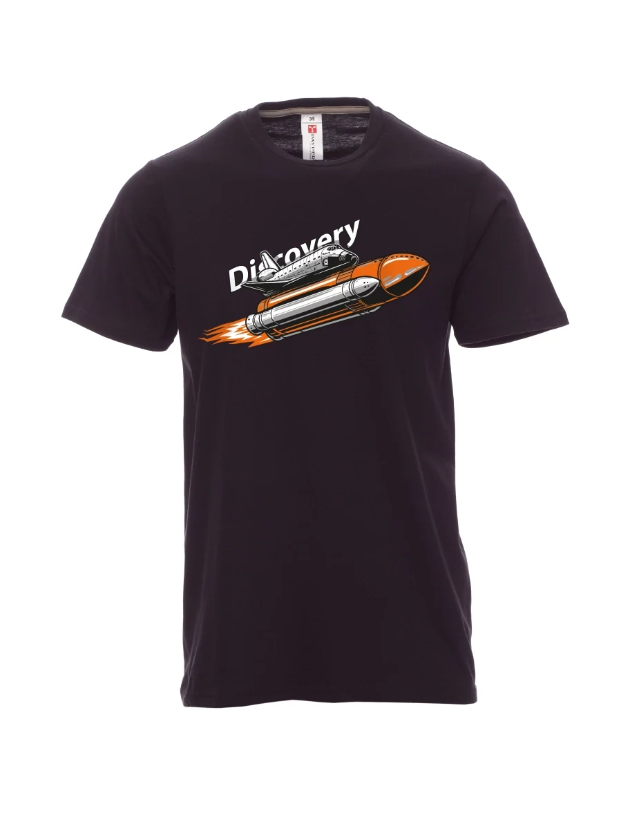 Maglia da uomo nera Space Shuttle Discovery