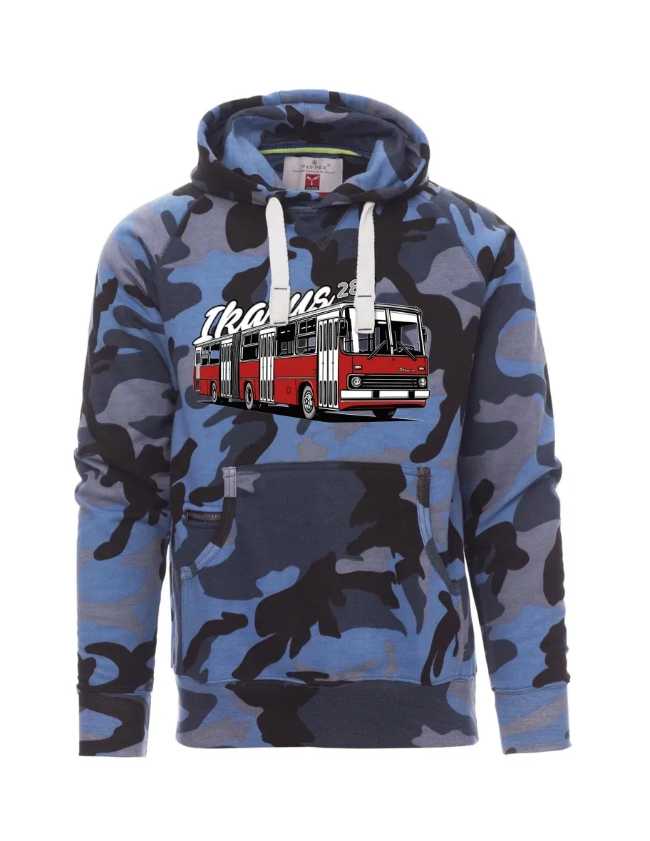 Felpa da uomo camuffare blu Autobus Ikarus 280