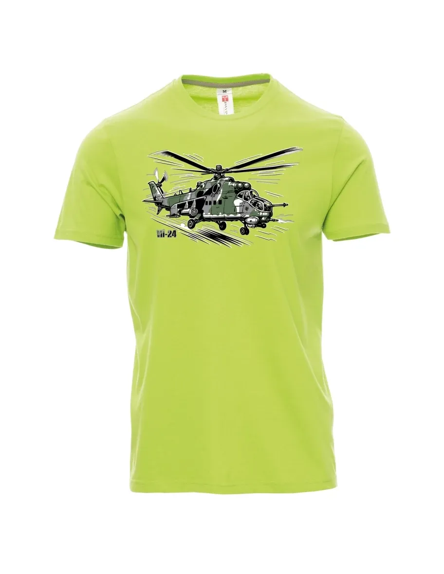 Maglia da uomo verde chiaro Elicottero Mi-24