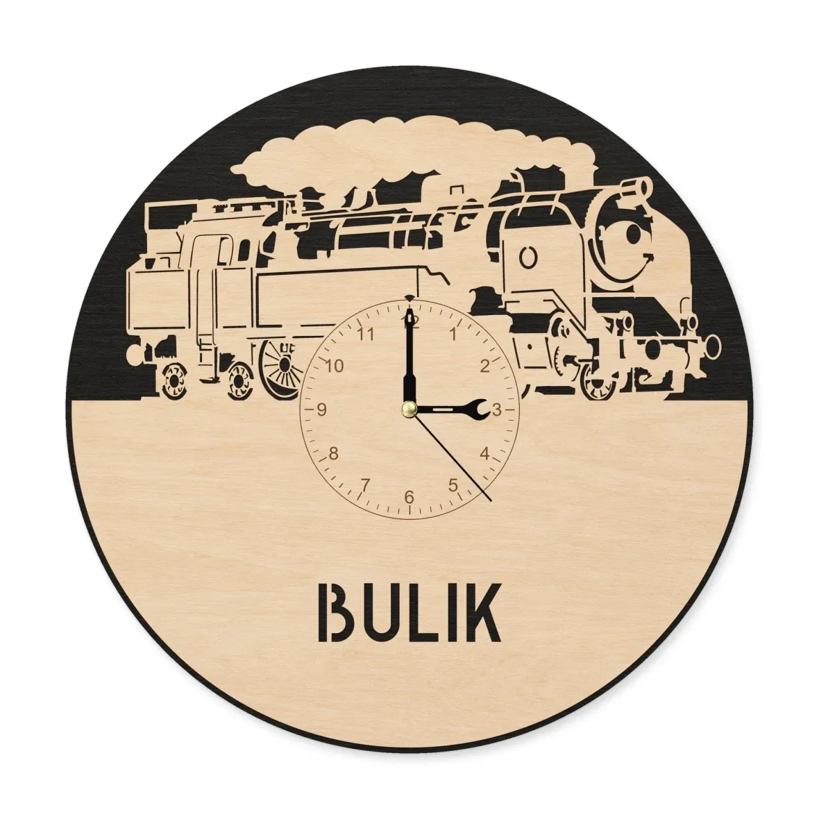 Orologio da parete in legno – Locomotiva a vapore 464 «Bulik»